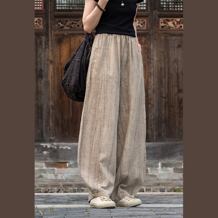 Buddha Stones Ramie Baumwolle Leinen Hose Tie-Dye Design Hose Lose Zen Yoga Damenhose mit Taschen - image 14