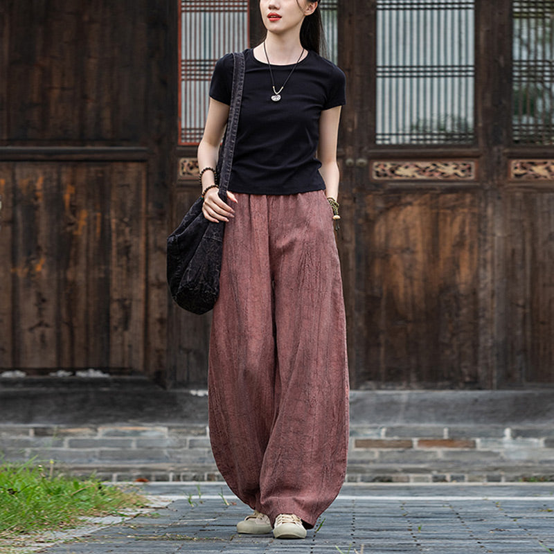 Buddha Stones Ramie Baumwolle Leinen Hose Tie-Dye Design Hose Lose Zen Yoga Damenhose mit Taschen - image 21