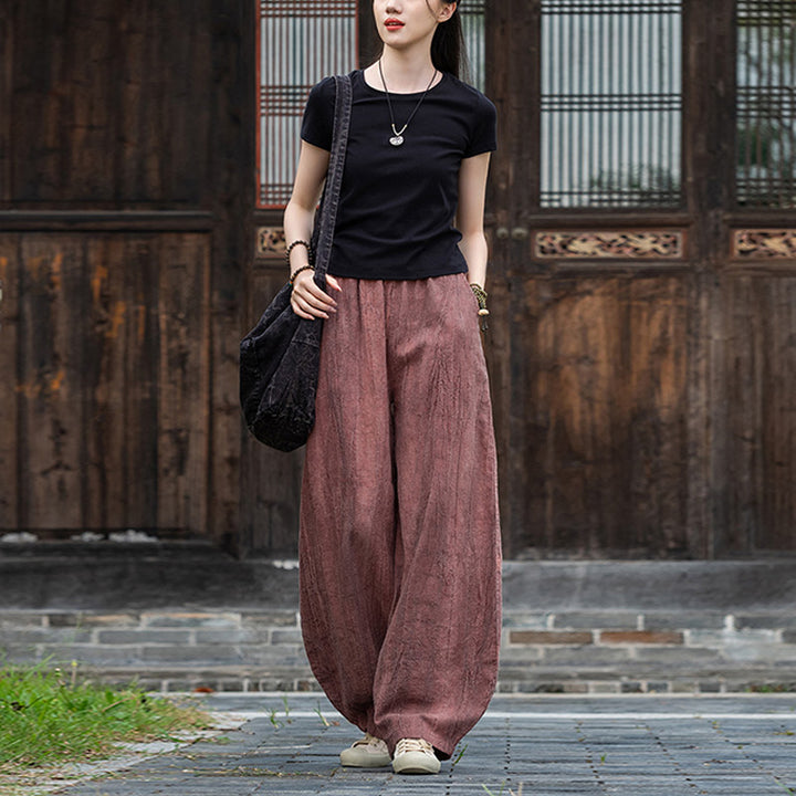 Buddha Stones Ramie Baumwolle Leinen Hose Tie-Dye Design Hose Lose Zen Yoga Damenhose mit Taschen - image 21