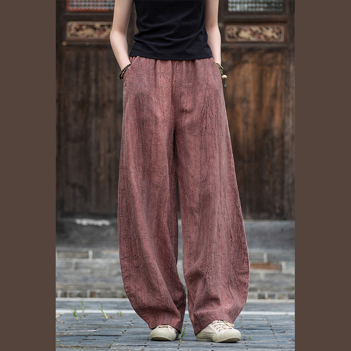Buddha Stones Ramie Baumwolle Leinen Hose Tie-Dye Design Hose Lose Zen Yoga Damenhose mit Taschen - image 18