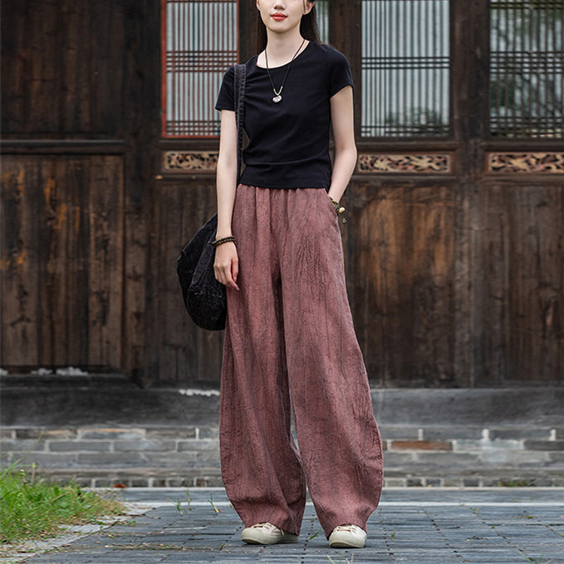 Buddha Stones Ramie Baumwolle Leinen Hose Tie-Dye Design Hose Lose Zen Yoga Damenhose mit Taschen - image 22