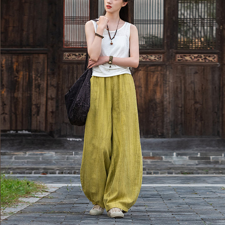 Buddha Stones Ramie Baumwolle Leinen Hose Tie-Dye Design Hose Lose Zen Yoga Damenhose mit Taschen - image 29