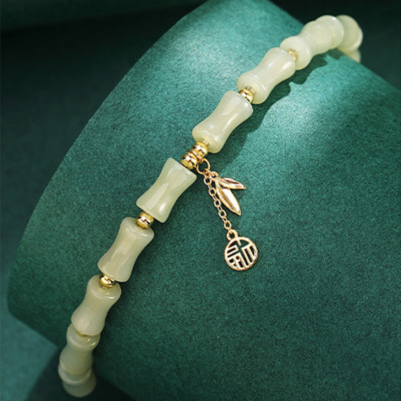 Buddha Stones Halskette mit Anhänger und Armband aus 925er-Sterlingsilber, hetianische Jade, Bambus, Fu, Charakter, Wohlstand - Hetian Jade Fu Charakterarmband (18 cm, passend für einen Handgelenkumfang von 14-16 cm) - image 12