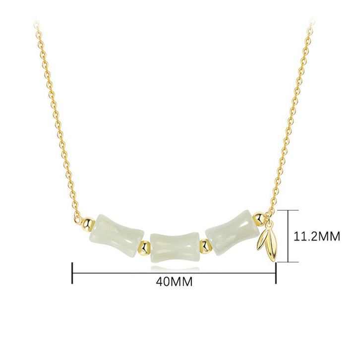 Buddha Stones Halskette mit Anhänger und Armband aus 925er-Sterlingsilber, hetianische Jade, Bambus, Fu, Charakter, Wohlstand - image 9