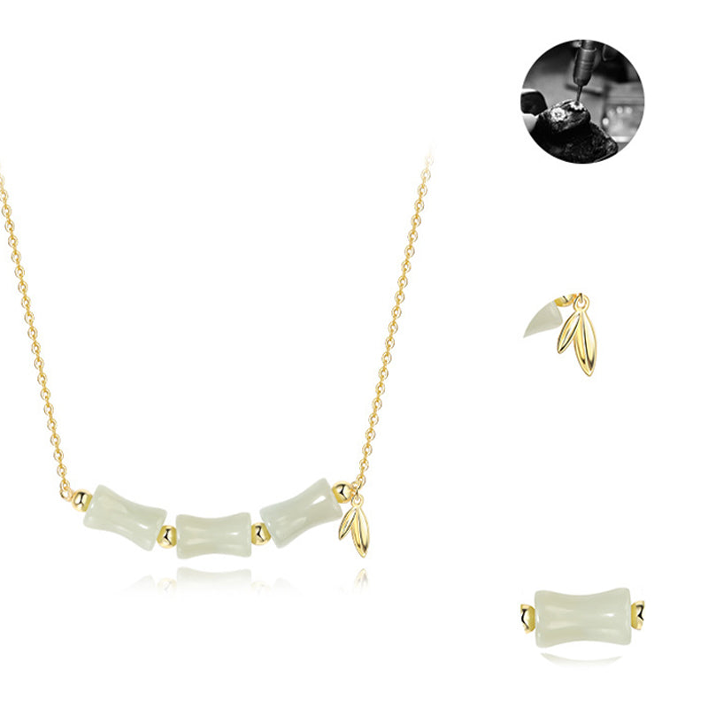 Buddha Stones Halskette mit Anhänger und Armband aus 925er-Sterlingsilber, hetianische Jade, Bambus, Fu, Charakter, Wohlstand - image 10