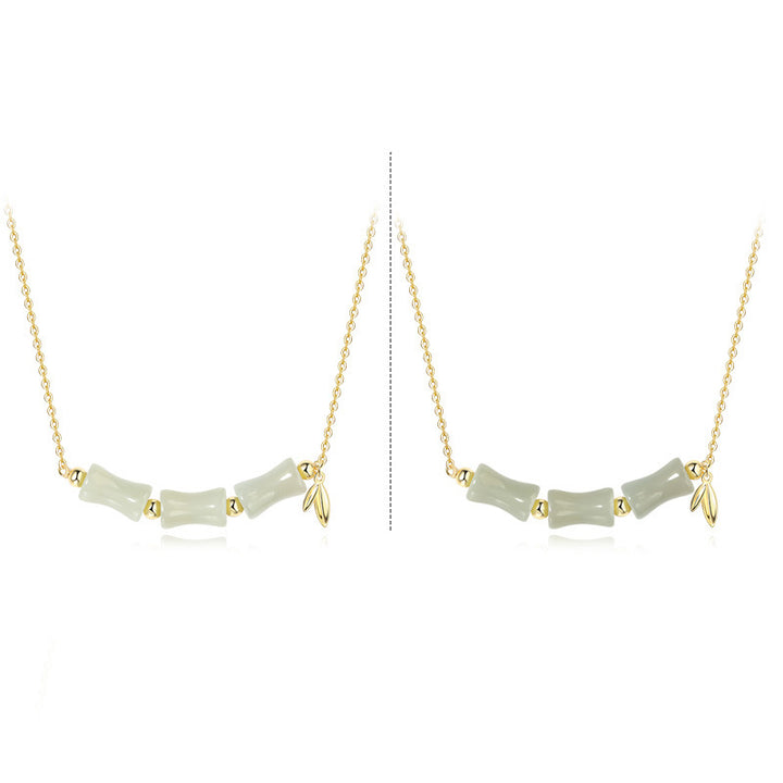 Buddha Stones Halskette mit Anhänger und Armband aus 925er-Sterlingsilber, hetianische Jade, Bambus, Fu, Charakter, Wohlstand - image 11