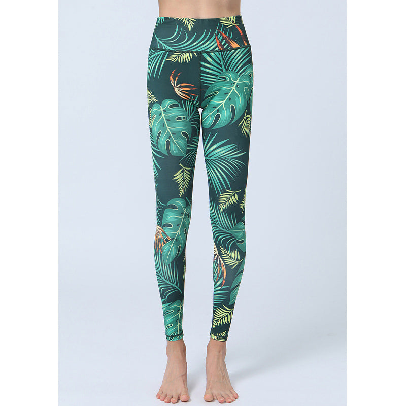 Buddha Stones Hose mit Blattmuster, Sport, Fitness, Yoga, Leggings mit hoher Taille, Yogahose für Damen