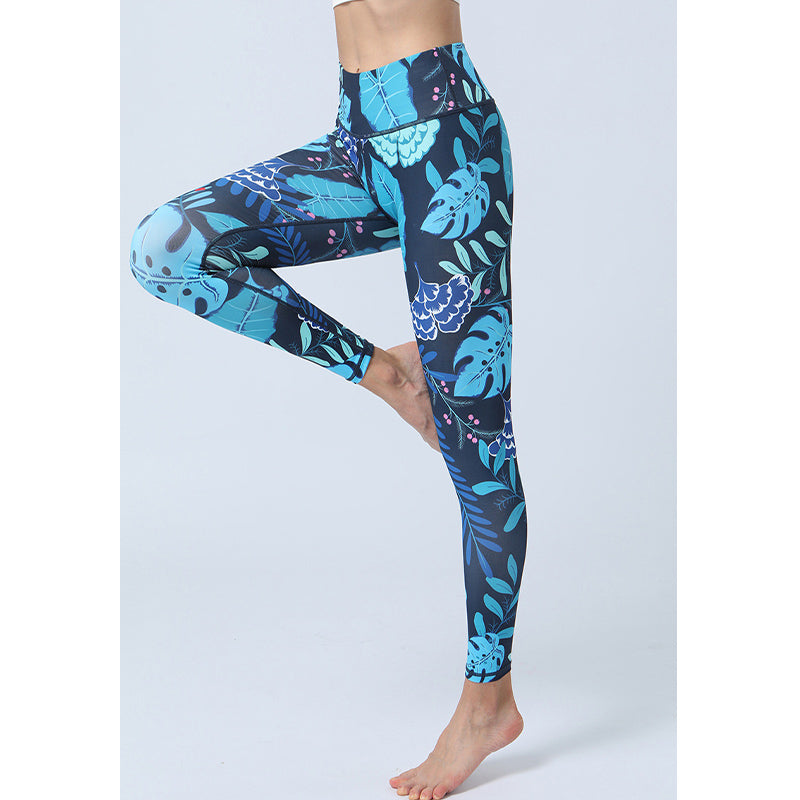 Buddha Stones Hose mit Blattmuster, Sport, Fitness, Yoga, Leggings mit hoher Taille, Yogahose für Damen