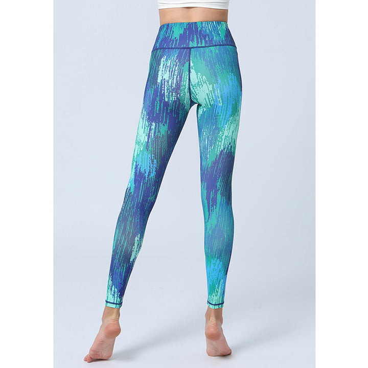 Buddha Stones Hose mit Blattmuster, Sport, Fitness, Yoga, Leggings mit hoher Taille, Yogahose für Damen