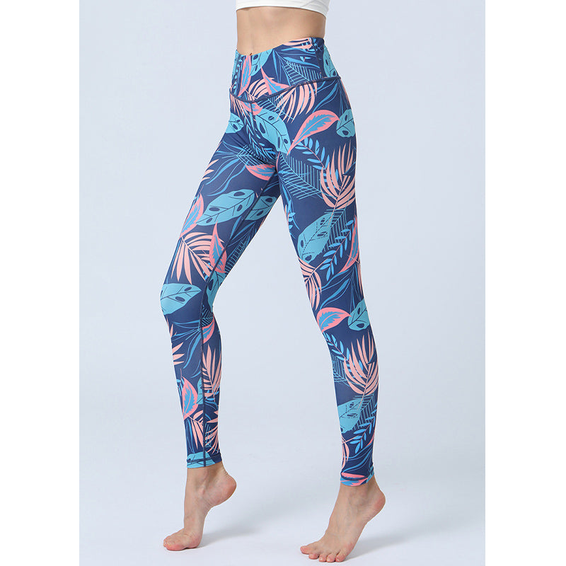 Buddha Stones Hose mit Blattmuster, Sport, Fitness, Yoga, Leggings mit hoher Taille, Yogahose für Damen