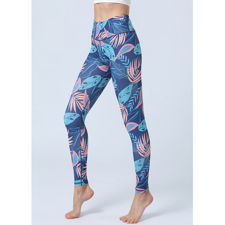 Buddha Stones Hose mit Blattmuster, Sport, Fitness, Yoga, Leggings mit hoher Taille, Yogahose für Damen