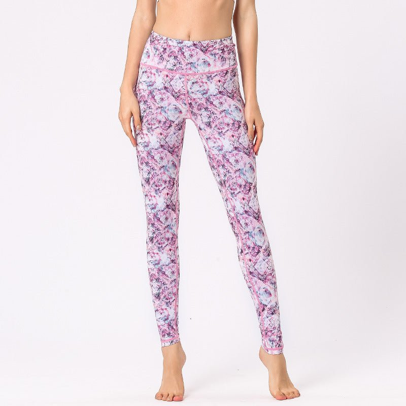 Buddha Stones Hose mit mehrfarbigem Blumenmuster für Sport, Training, Fitness, hohe Taille, Leggings, Yogahose für Damen - Lila Blumen - US8-10， UK/AU12-14，EU40-42 (XL) - image 14