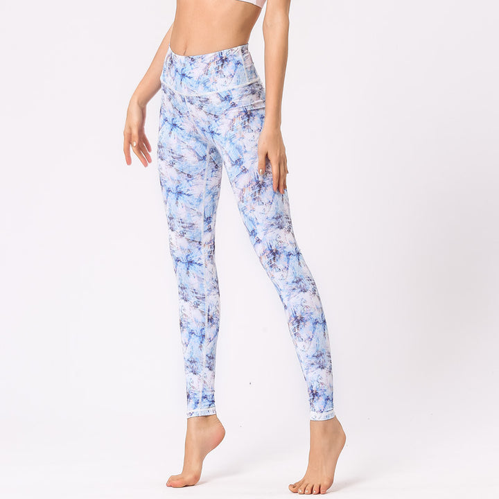 Buddha Stones Hose mit mehrfarbigem Blumenmuster für Sport, Training, Fitness, hohe Taille, Leggings, Yogahose für Damen - Blau - US8-10， UK/AU12-14，EU40-42 (XL) - image 18