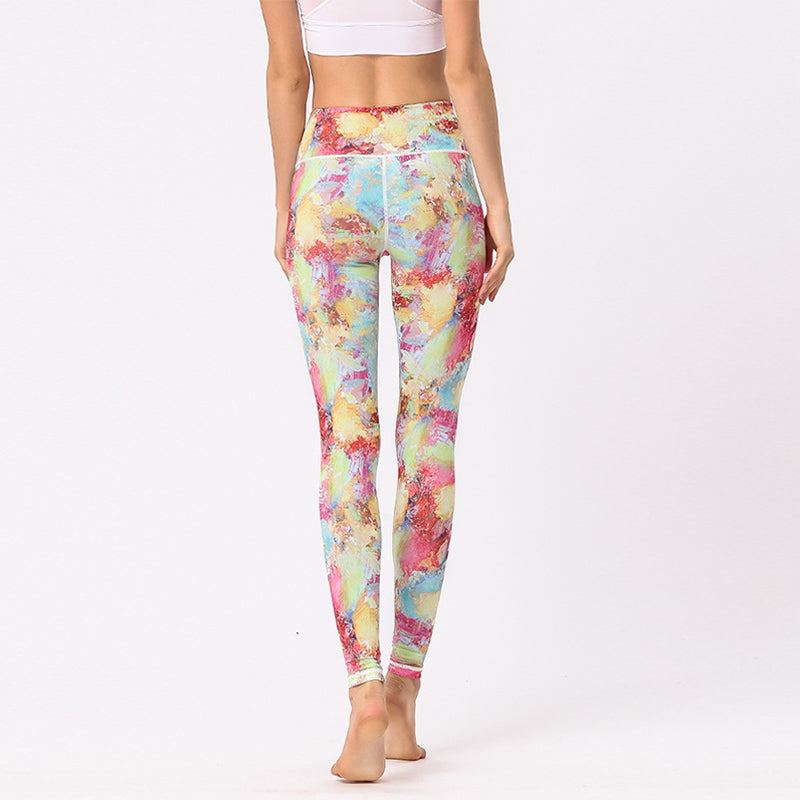 Buddha Stones Hose mit mehrfarbigem Blumenmuster für Sport, Training, Fitness, hohe Taille, Leggings, Yogahose für Damen - image 2