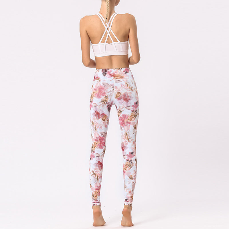 Buddha Stones Hose mit mehrfarbigem Blumenmuster für Sport, Training, Fitness, hohe Taille, Leggings, Yogahose für Damen - image 13