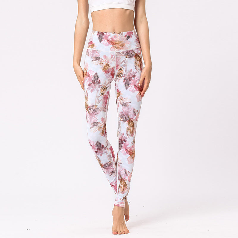 Buddha Stones Hose mit mehrfarbigem Blumenmuster für Sport, Training, Fitness, hohe Taille, Leggings, Yogahose für Damen - image 11
