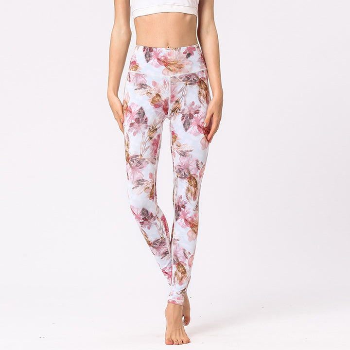Buddha Stones Hose mit mehrfarbigem Blumenmuster für Sport, Training, Fitness, hohe Taille, Leggings, Yogahose für Damen - image 11