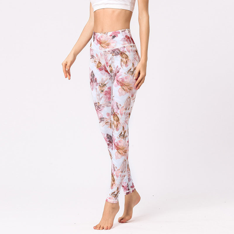 Buddha Stones Hose mit mehrfarbigem Blumenmuster für Sport, Training, Fitness, hohe Taille, Leggings, Yogahose für Damen - image 12