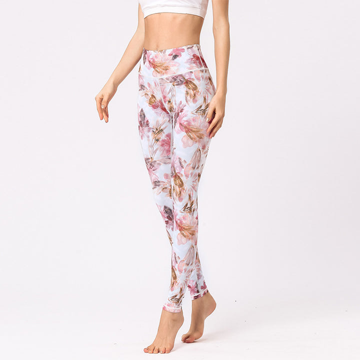 Buddha Stones Hose mit mehrfarbigem Blumenmuster für Sport, Training, Fitness, hohe Taille, Leggings, Yogahose für Damen - image 12