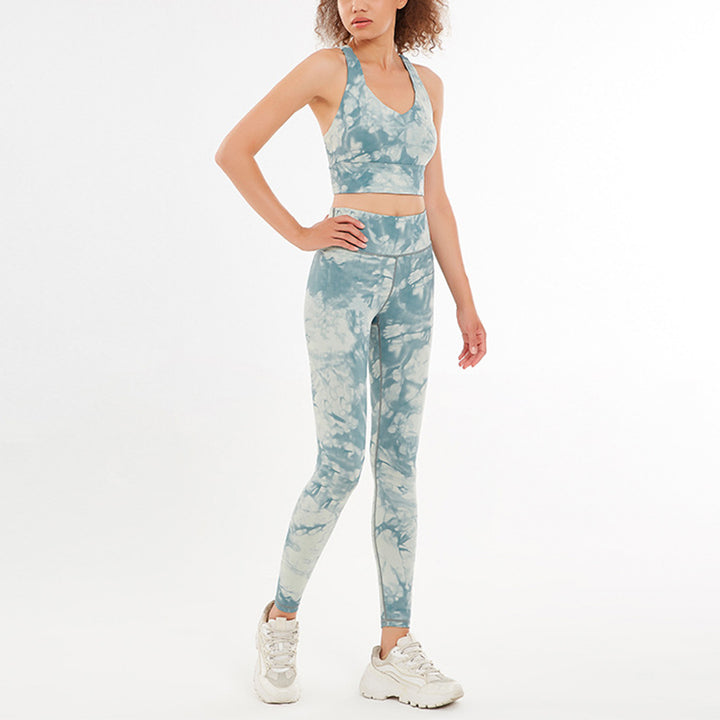 Buddha Stones Crop Tanktop mit Blumenmuster, für Sport, Fitnessstudio, Fitness, Yoga, Damen, Yoga-Sets, 2 Stück - Grün - US12, UK/AU16, EU44 (XL)  - image 3