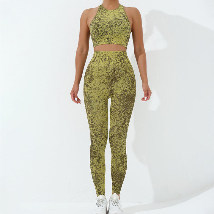 Buddha Stones, nahtlose Fitness-Crop-Tanktop, Hose, Sport, Fitness-Outfits, für Damen, Yoga-Sets, 2 Stück - image 1