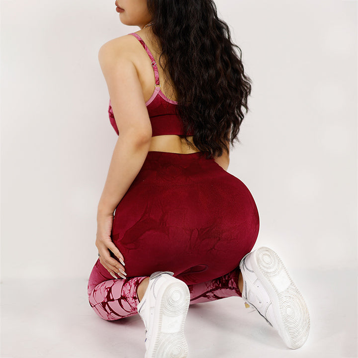 Buddha Stones Crop-Tanktop mit schnellem Batik-Druck und hoher Taille, Sport-Fitness-Outfits, für Damen, Yoga-Sets, 2 Stück - image 3