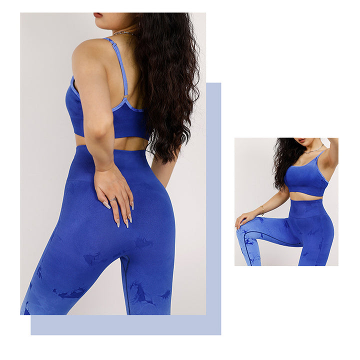 Buddha Stones Crop-Tanktop mit schnellem Batik-Druck und hoher Taille, Sport-Fitness-Outfits, für Damen, Yoga-Sets, 2 Stück - image 13