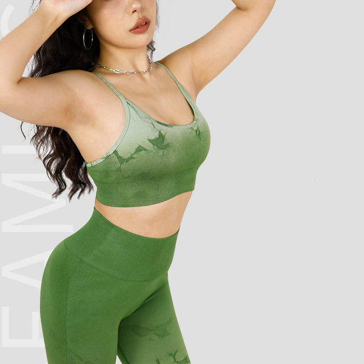 Buddha Stones Crop-Tanktop mit schnellem Batik-Druck und hoher Taille, Sport-Fitness-Outfits, für Damen, Yoga-Sets, 2 Stück - image 6