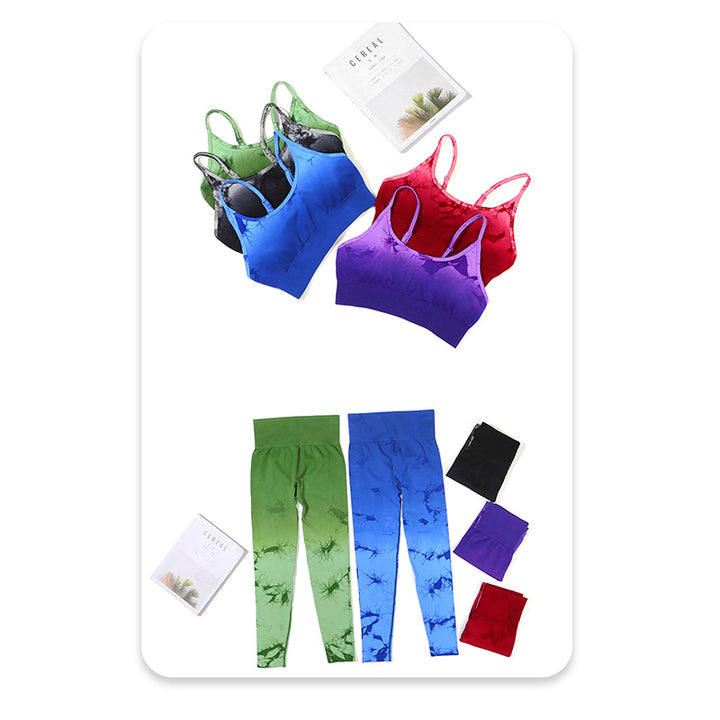 Buddha Stones Crop-Tanktop mit schnellem Batik-Druck und hoher Taille, Sport-Fitness-Outfits, für Damen, Yoga-Sets, 2 Stück - image 17