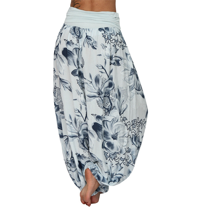 Lose Haremshose für Damen, Yogahose mit Buddha-Steinen, Blumenblattmuster - image 21