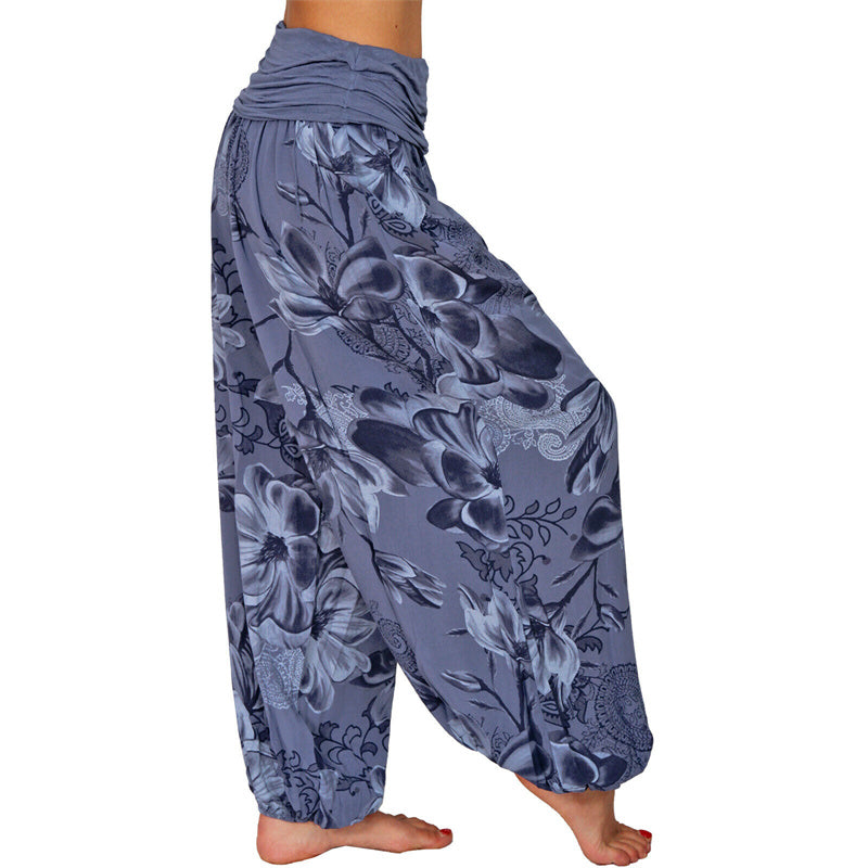 Lose Haremshose für Damen, Yogahose mit Buddha-Steinen, Blumenblattmuster - image 23