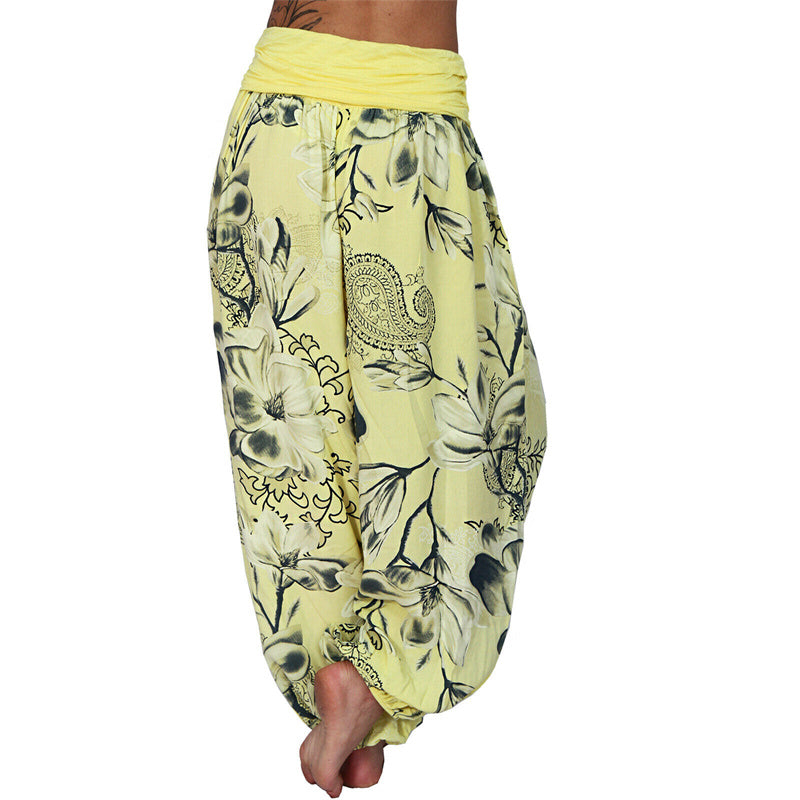 Lose Haremshose für Damen, Yogahose mit Buddha-Steinen, Blumenblattmuster - image 12