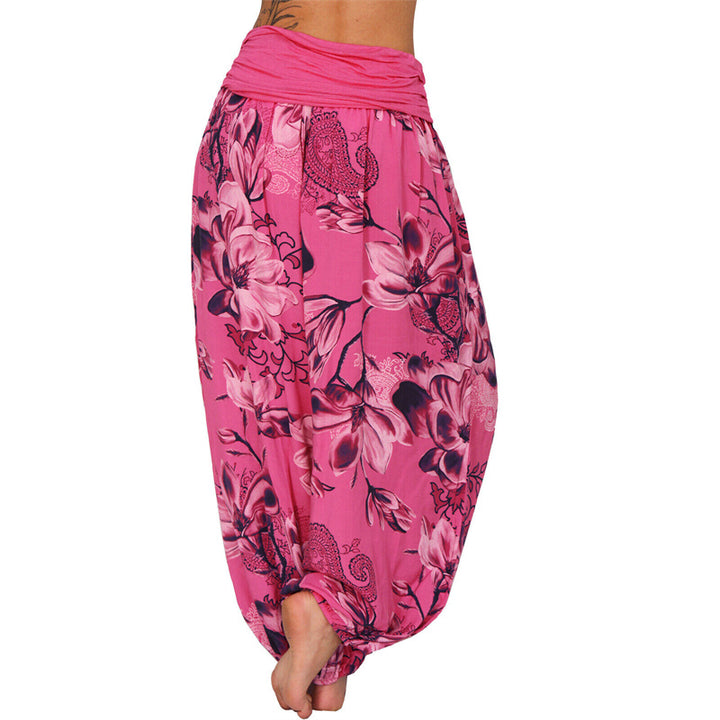 Lose Haremshose für Damen, Yogahose mit Buddha-Steinen, Blumenblattmuster - image 2