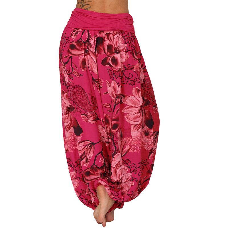 Lose Haremshose für Damen, Yogahose mit Buddha-Steinen, Blumenblattmuster - image 39