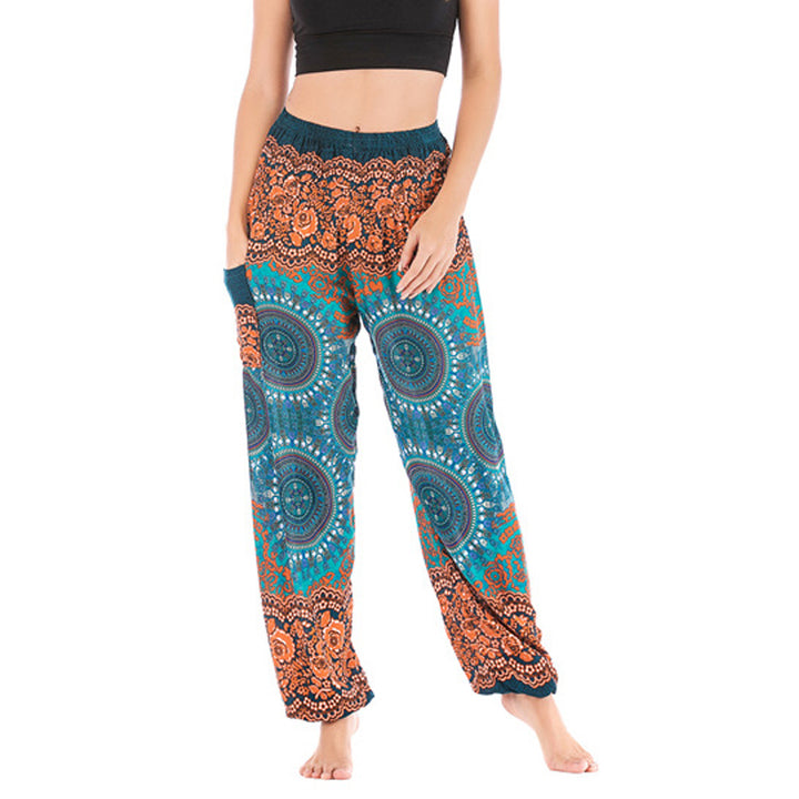 Buddha Stones Boho Lose Haremshose Damen Yogahose - Orange Blau-US2-8/10， UK/AU6-12/14，EU34-40/42 (F) - image 33