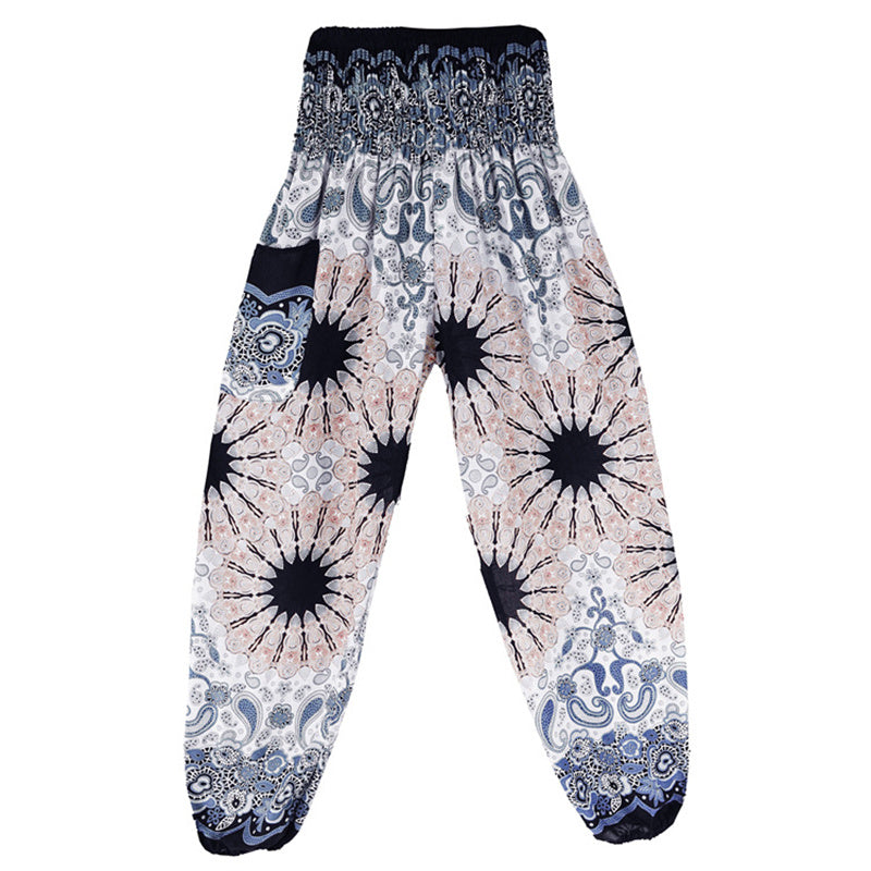 Buddha Stones lockere Haremshose mit geometrischem Mandala-Muster und hoher Taille für Damen, Yogahose - image 5