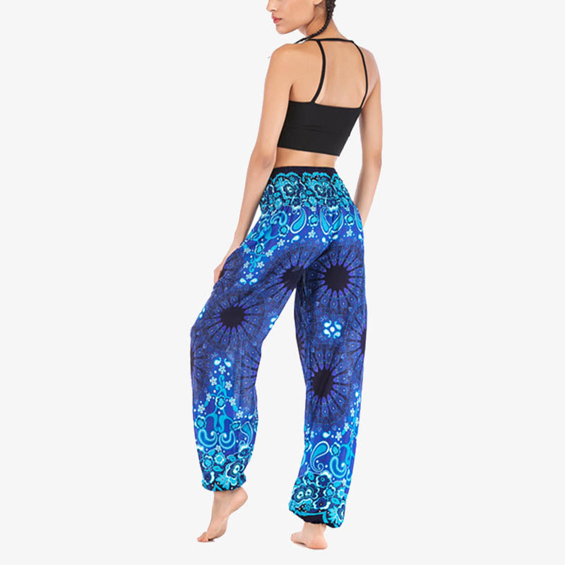 Buddha Stones lockere Haremshose mit geometrischem Mandala-Muster und hoher Taille für Damen, Yogahose - image 14