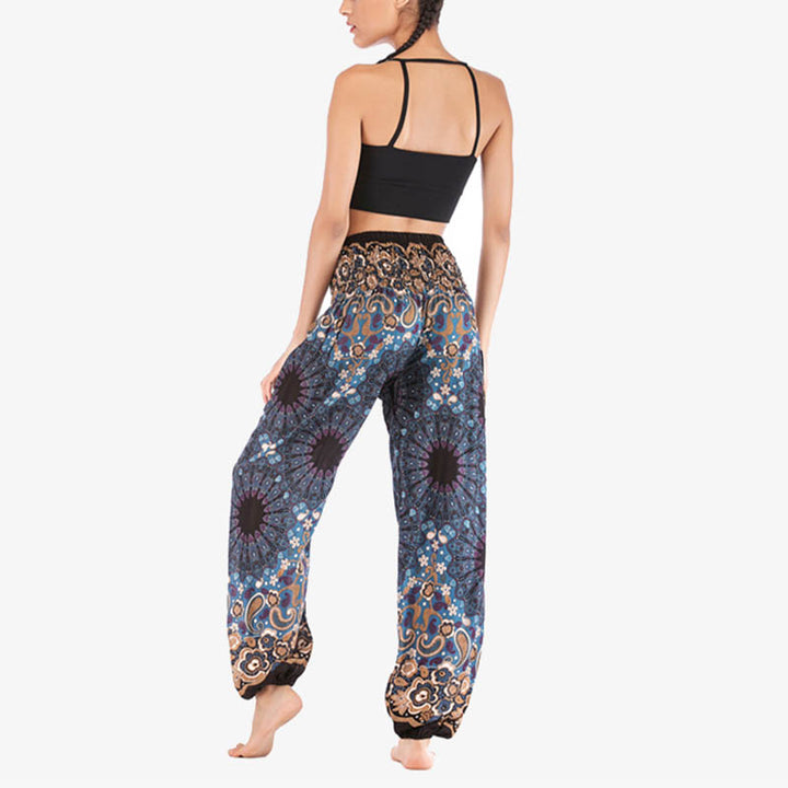 Buddha Stones lockere Haremshose mit geometrischem Mandala-Muster und hoher Taille für Damen, Yogahose