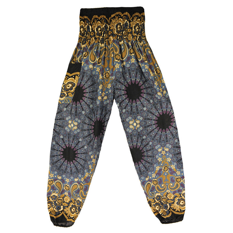 Buddha Stones lockere Haremshose mit geometrischem Mandala-Muster und hoher Taille für Damen, Yogahose