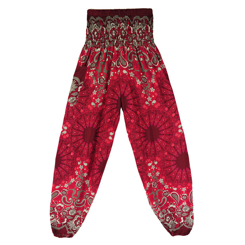 Buddha Stones lockere Haremshose mit geometrischem Mandala-Muster und hoher Taille für Damen, Yogahose - image 23