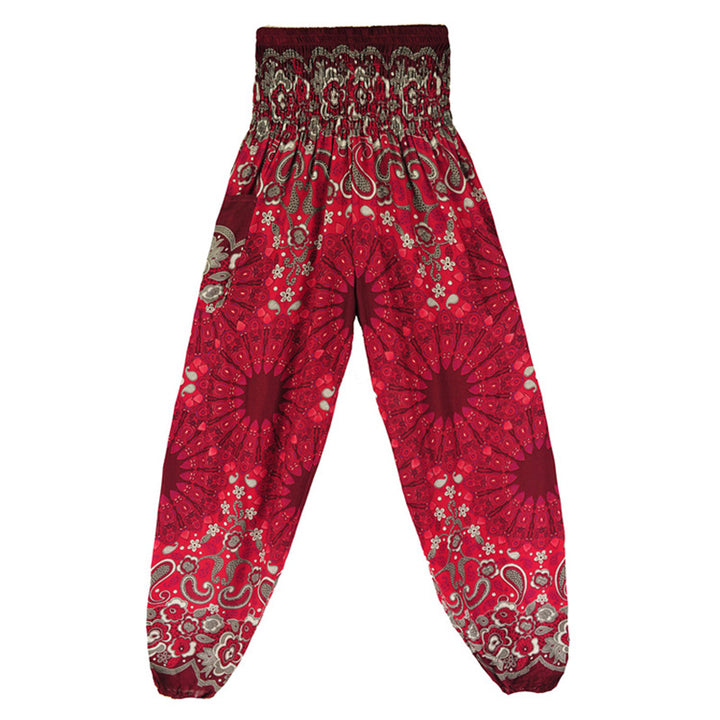 Buddha Stones lockere Haremshose mit geometrischem Mandala-Muster und hoher Taille für Damen, Yogahose - image 23