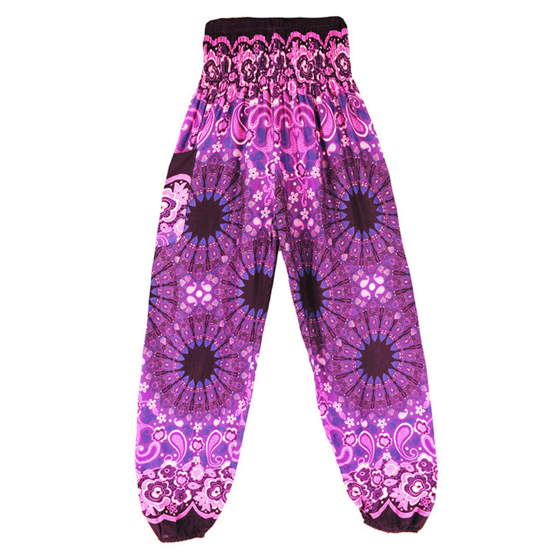 Buddha Stones lockere Haremshose mit geometrischem Mandala-Muster und hoher Taille für Damen, Yogahose - image 42