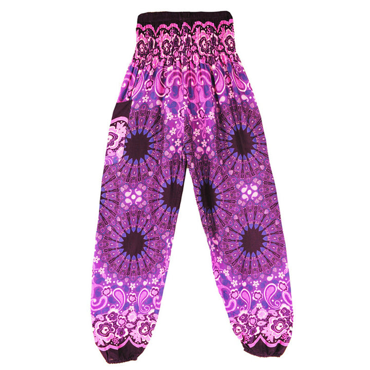 Buddha Stones lockere Haremshose mit geometrischem Mandala-Muster und hoher Taille für Damen, Yogahose - image 42