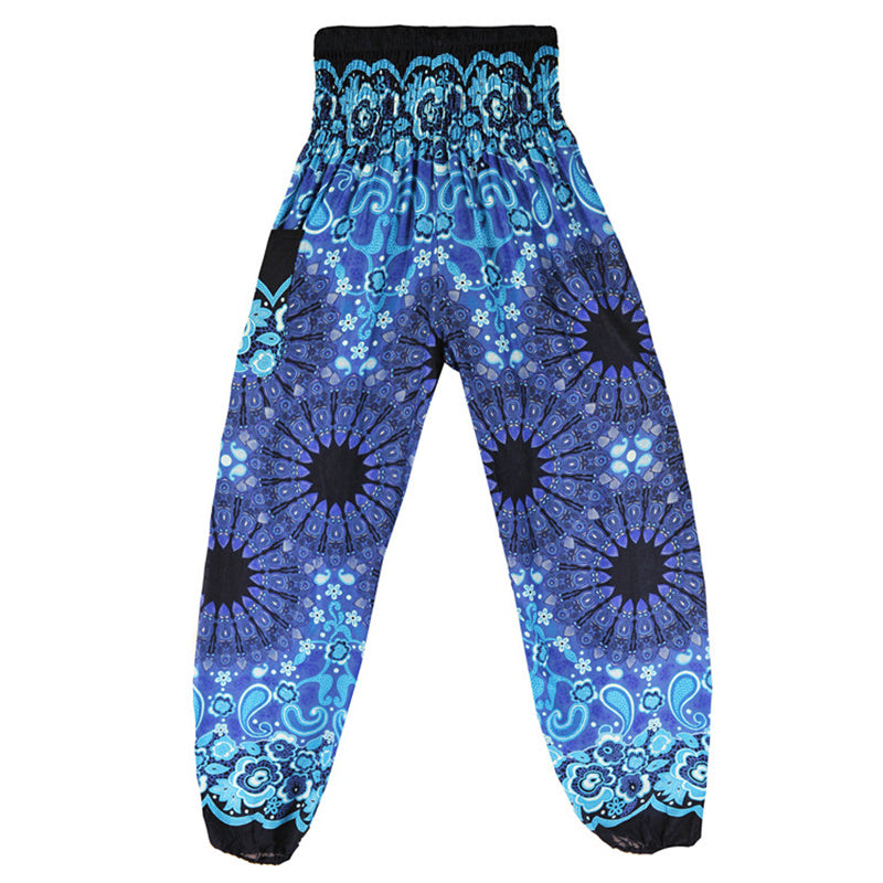 Buddha Stones lockere Haremshose mit geometrischem Mandala-Muster und hoher Taille für Damen, Yogahose