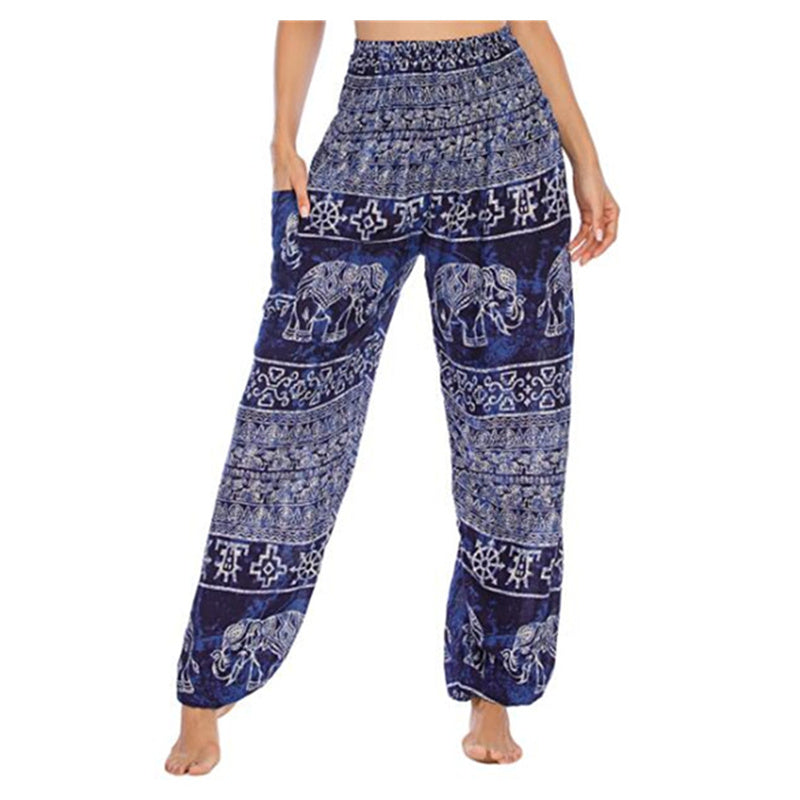 lässige Haremshose mit Elefantenmuster von Buddha Stones, lockere, lässige Haremshose für Damen - Blauer Elefant – US2–8/10, UK/AU6–12/14, EU34–40/42 (F) - image 20