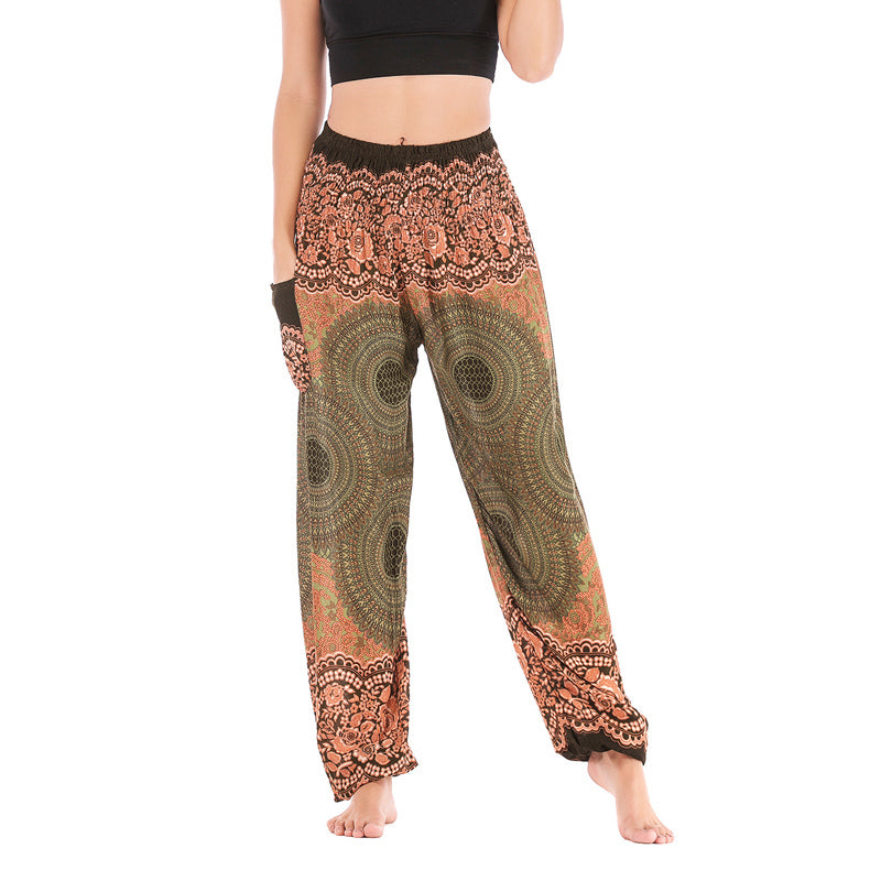 Buddha Stones lockere, lässige Haremshose mit rundem geometrischem Muster und hoher Taille für Damen - Hellgrün-US2-8/10， UK/AU6-12/14，EU34-40/42 (F) - image 39