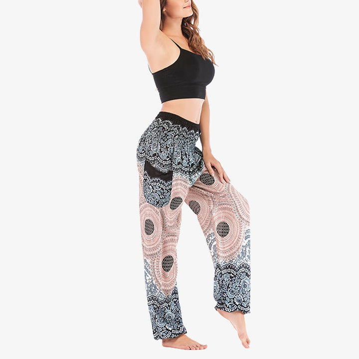 Buddha Stones lockere, lässige Haremshose mit rundem geometrischem Muster und hoher Taille für Damen - image 16