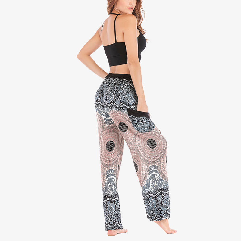 Buddha Stones lockere, lässige Haremshose mit rundem geometrischem Muster und hoher Taille für Damen - image 19