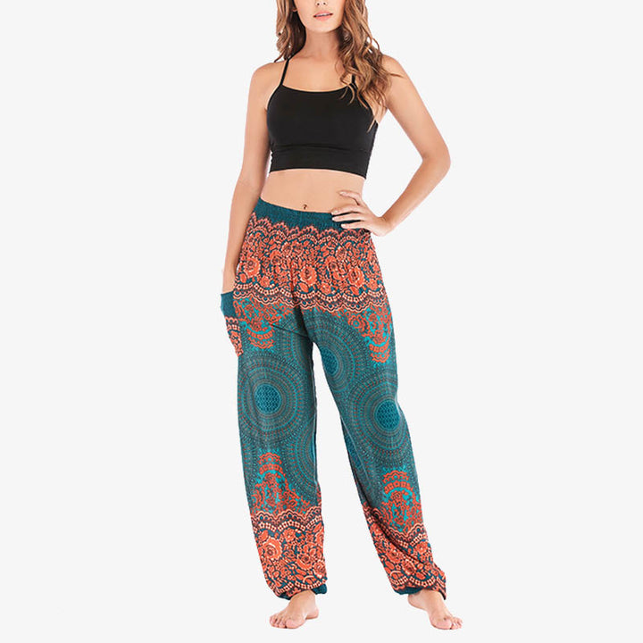 Buddha Stones lockere, lässige Haremshose mit rundem geometrischem Muster und hoher Taille für Damen - image 21