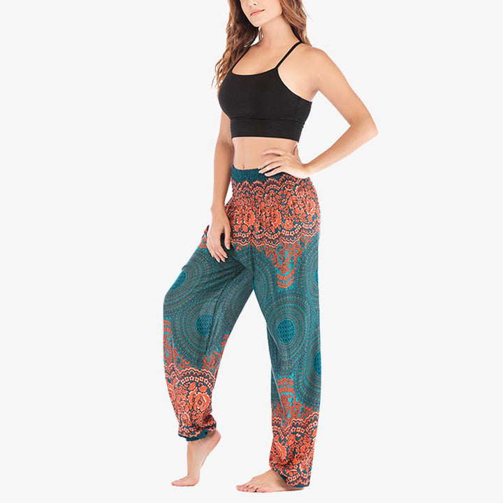 Buddha Stones lockere, lässige Haremshose mit rundem geometrischem Muster und hoher Taille für Damen - image 29